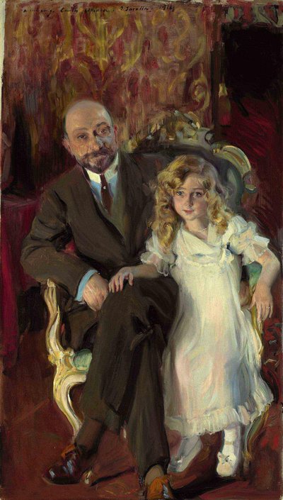 Portrait of Carlos Urcola Ibarra with His Daughter Eulalia by Joaquín Sorolla